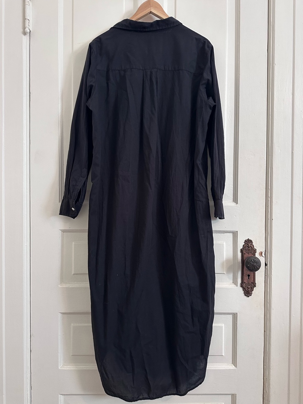 Frank & Eileen Rory Maxi Shirt Dress in Cotton Voile Black Size Medium - Picture 5 of 8